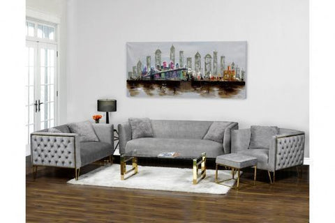 Aura 3 Pc Velow Fabric Sofa Set