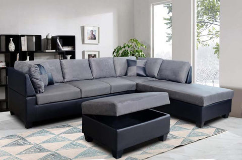 Hues sectional sofa grey velvet