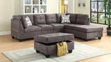 Snow Velvet Plush Sectional Sofa with FREE Storage Ottoman