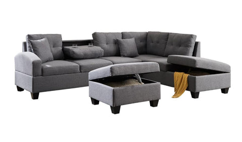 1311 Sectional Sofa with Drop Tray and FREE Ottoman Storage