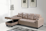 1839 Black Leather Sectional Sofa with storage chase