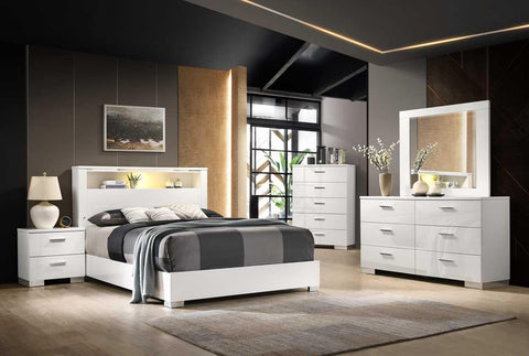 Elaine glossy bedroom suite with LED