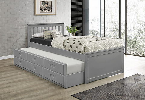 Dulcie Single Grey Pull-Out Trundle Day Bed