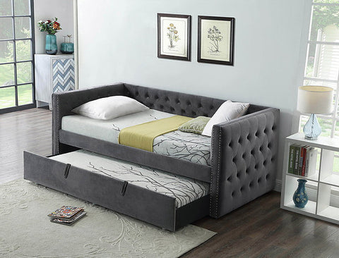 Twyla Velvet Single Trundle Bed