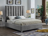 Manila Grey Velvet Upholstered King/Queen Platform Bed