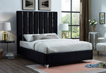 Manila Black Velvet Upholstered King/Queen Platform Bed