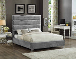 Aloe Grey Velvet King/Queen Platform Bed