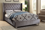 Petros Grey Velvet King/Queen Platform Bed