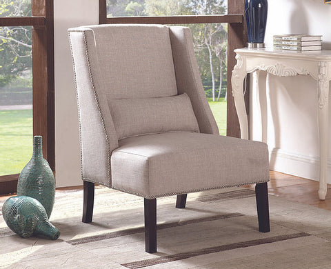 Sullivan Beige Accent Chair with Throw Pillow