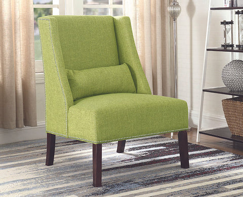 Sullivan Green Accent Chair with Throw Pillow