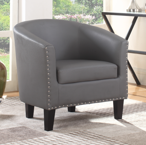 Obi Grey Leather Tub Chair