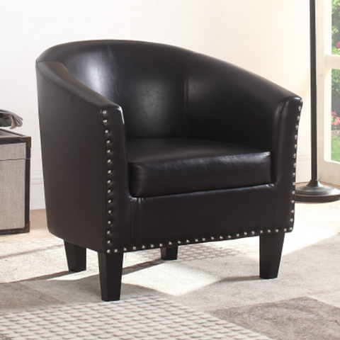 Obi Black Leather Tub Chair