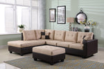 Hvar Reversible Beige/Black Sectional Sofa with FREE Ottoman