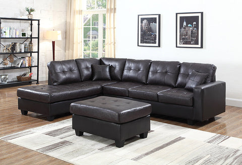 Marion Reversible Black Sectional Sofa with FREE Ottoman