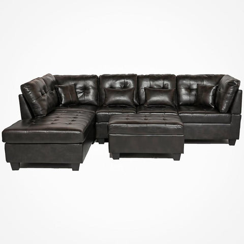 Marsha Gel Leather Sectional Sofa with FREE Storage Ottoman