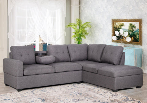 Mia Sectional Sofa with USB PORT and Storage Compartment