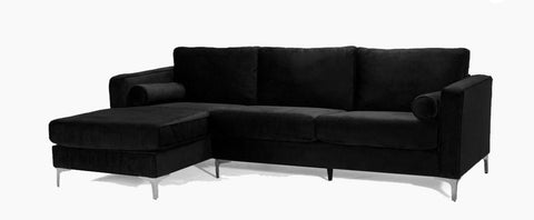 Athena Modern Design L-Sectional Sofa with Chrome legs