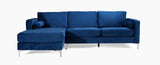 Athena Modern Design L-Sectional Sofa with Chrome legs