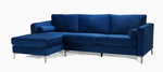 Athena Modern Design L-Sectional Sofa with Chrome legs