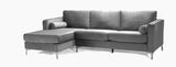 Athena Modern Design L-Sectional Sofa with Chrome legs