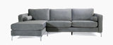 Athena Modern Design L-Sectional Sofa with Chrome legs