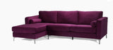 Athena Modern Design L-Sectional Sofa with Chrome legs