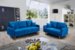 Cilla 2 Pc Blue Velvet Love-seat Sofa Seat