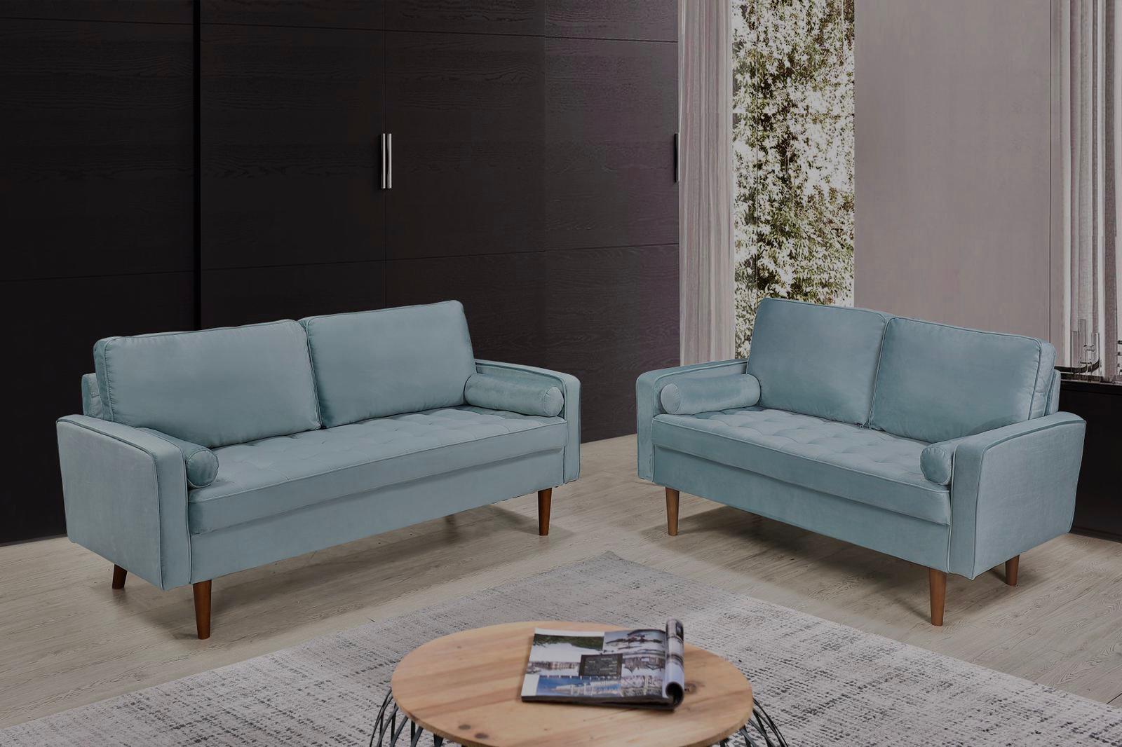 Connie 2 Pc Blue Love-seat Sofa Set