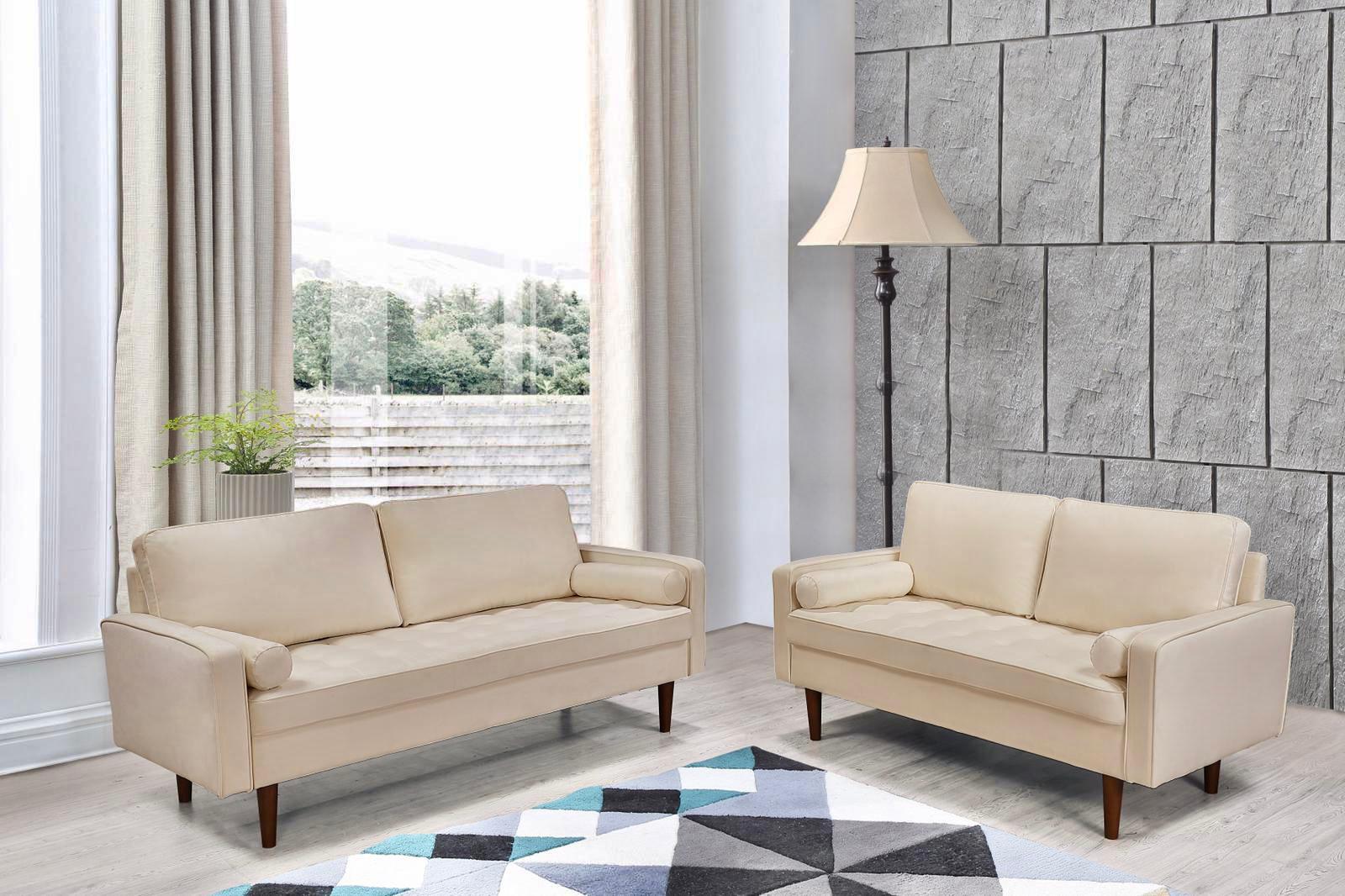 Connie 2 Pc Creme Love-seat Sofa Set