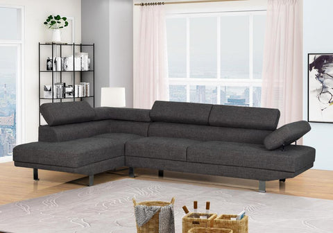 Elin Dark Grey Fabric Sectional Sofa