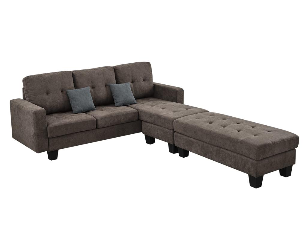 Hvar Brown Sectional Sofa with FREE Ottoman