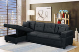 Huber Black Sectional Sofa with Storage Chaise