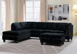 Snow Velvet Plush Sectional Sofa with FREE Storage Ottoman