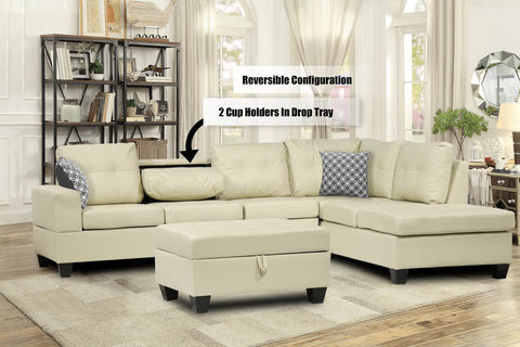 107 Beige sectional sofa Gel leather