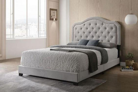 Velvet Tufted Grey Bed