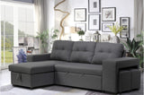 Victor Sectional Sofa Bed with Storage Chaise, 2 Ottomans & In-Built Book Shelf