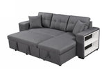 Victor Sectional Sofa Bed with Storage Chaise, 2 Ottomans & In-Built Book Shelf