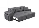 Victor Sectional Sofa Bed with Storage Chaise, 2 Ottomans & In-Built Book Shelf