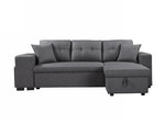 Victor Sectional Sofa Bed with Storage Chaise, 2 Ottomans & In-Built Book Shelf